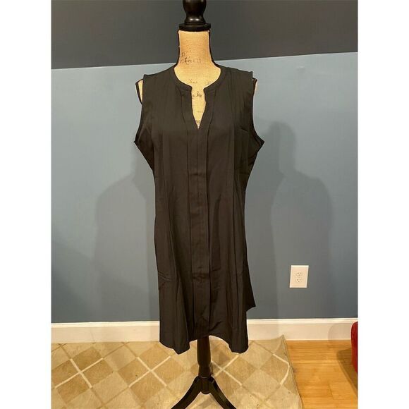 Made With Love Dresses & Skirts - Made With LoveWomen's Black Sleeveless Shirt Dress 2XL Short Casual Collared